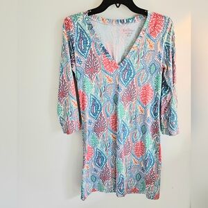 Lilly Pulitzer Courtney Multicolor Coral Print Cotton Dress